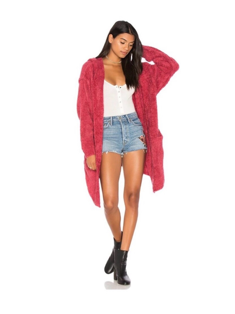 Free People Half Moon Chenille Cardi Cardigan